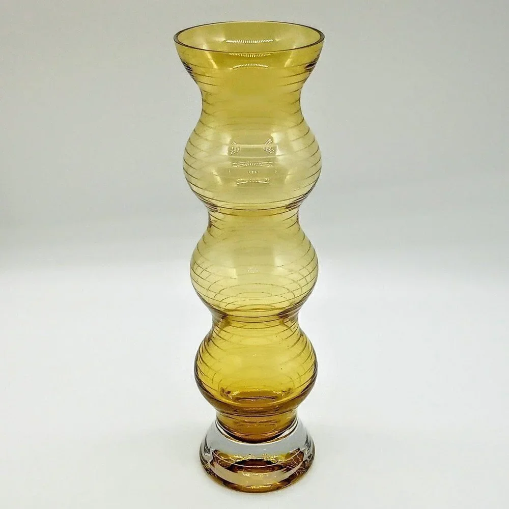 Studio Nova Amber Ribbon Bubble Glass Vase Collection NWT